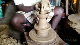 Making a Clay Pot, Indian potter making big  clay lamp, awesome potter making clay products