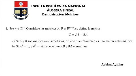 Matrices Demostración - Matriz antisimétrica y Conmutatividad