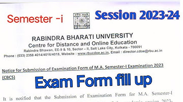 Rabindra Bharti University semester- i examination form fill up 2023-24 session || RBU Notice 2024