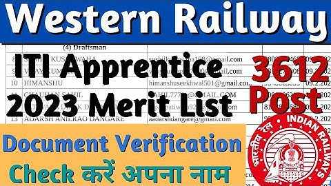 Western Railway Apprentice New Merit List 2023, RRC WR Apprentice Merit List & Document Verification