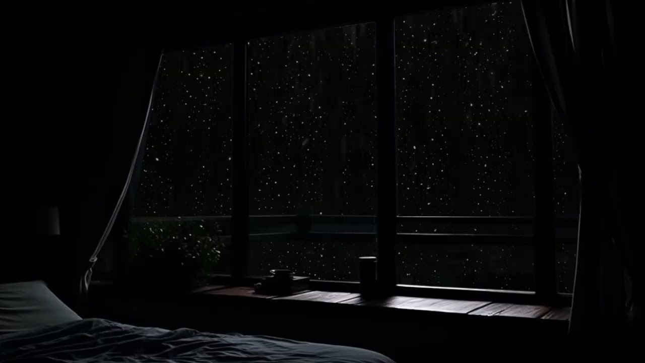 Black Window Ambience – Rain on Glass & Distant Thunder Sounds for Deep Sleep, Study & Relaxation