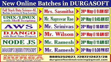 New Batches in Online Training @ DURGASOFT