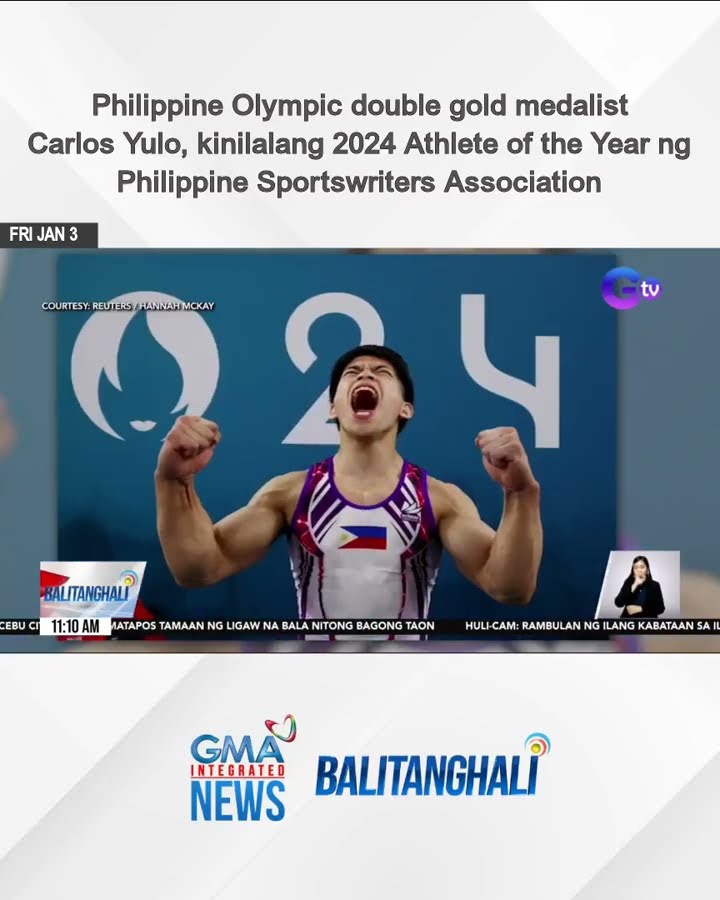 PHL Olympic double gold medalist Carlos Yulo, kinilalang 2024 Athlete of the Year... | Balitanghali