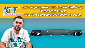 Rear Bumper Diffuser with Exhaust Muffler Tips for Mercedes C-Class W205 S205 Sport Line C43 Design
