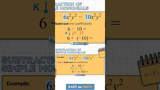 Learn how to subtract simple monomials easily! 📚 #monomials #algebra #grade8math