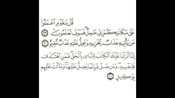 سورة الزمر 17 القسم السابع عشر تكرار كيفي من .. قل يا قوم اعملوا على مكانتكم .. إلى .. بوكيل