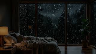 Falling Rain in Beyond at the Bedroom Windows | Soft Warm Ambience for Relaxation & Sleeping