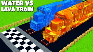 Which TRAIN WIN THE RACE ? FASTEST LAVA vs WATER TRAIN RACING in Minecraft ! SECRET GARAGE UPGRADE