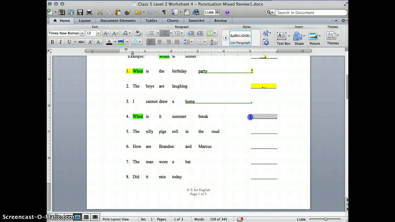 worksheet Punctuation Marks Worksheets class 5 level 2 worksheet 4 punctuation mixed review youtube review