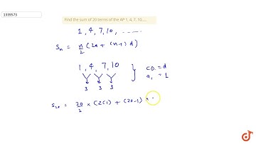 Find the sum of 20 terms of the AP 1, 4, 7, 10,....