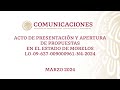 Acto de presentación y apertura de propuestas en Morelos No. LO-09-637-009000961-N4-2024