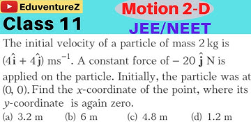 The initial velocity of a particle of mass 2 kg is(4i+4j )m/s . A constant force of − 20j N is appli