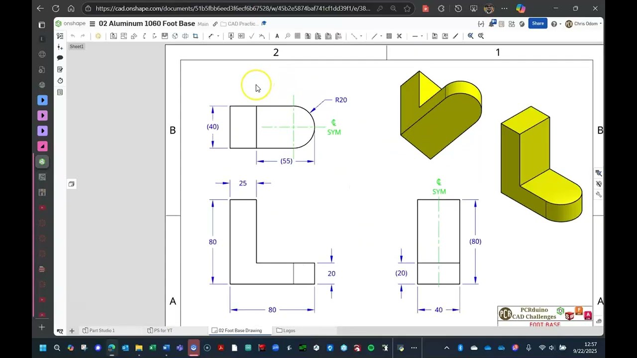 PCR CAD: 02 Aluminum 1060 Foot Base Onshape Tutorials