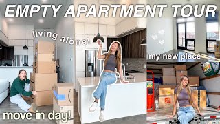 MOVING VLOG!  empty apartment tour, cleaning, organizing, unpacking, living alone