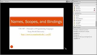 Celebrity CSE307 Principles of Programming Languages course: Names, Scopes and Bindings Wealth