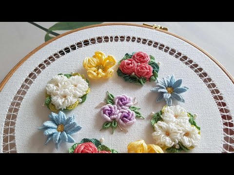 [프랑스자수] 꽃자수와 레이스자수 Flower embroidery and lace embroidery