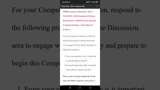 EB004 Competency Discussion / QUIZ / NURS 5052: (AIM) Essentials of Evidence Based Practice