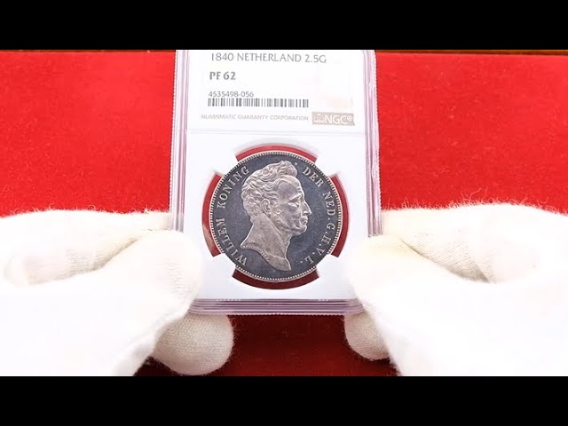 オランダ 1840年 2.5グルデン プルーフ 銀貨 ウィレム1世 NGC PF62 オランダ 1840年 2.5グルデン プルーフ 銀貨 ウィレム1世 NGC PF62
