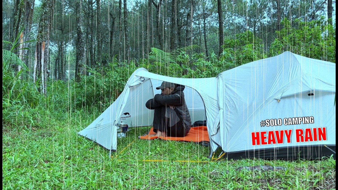 SOLO CAMPING HEAVY RAIN - RELAXING RAIN SOUNDS AND ASMR CAMPING - YouTube