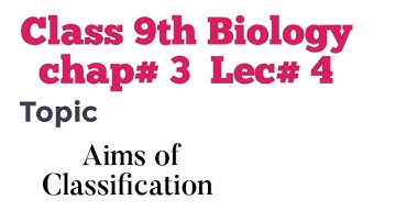 Lecture 4 Aims of classification Class 9th Biology