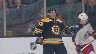 Brad Marchand celebrates OT win with Conor McGregor celebration