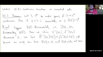 Lecture 15.8 - Continuous Functions on Connected Sets