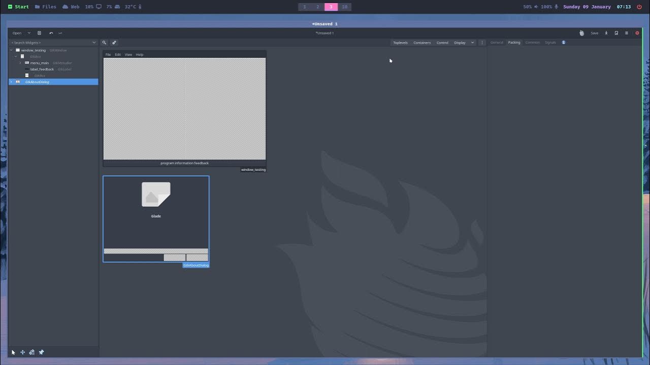 Quick test, Glade GTK UI designer YouTube