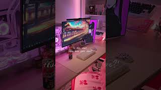 my desk is all i need 👛 #pinkdesk #gamingsetup#rgblighting
