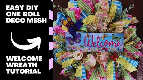 Eenvoudige welkomstkrans met deco-mesh | Kransen maken voor beginners | Methode voor een krans me...