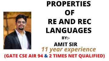 properties of RE AND REC LANGUAGES