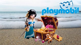 #9087 Playmobil mujer pirata con mono y tesoro