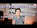 LETTER OF ACCEPTANCE FOR 2 PROGRAMS (1+1) FOR INTERNATIONAL STUDENT: Canada study permit extension