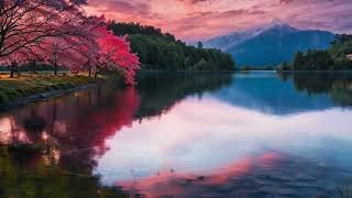 Sakura Blossoms & Raindrops sing at Sunset by Mount Fuji #cherryblossoms #sakuratree #relaxingvideo