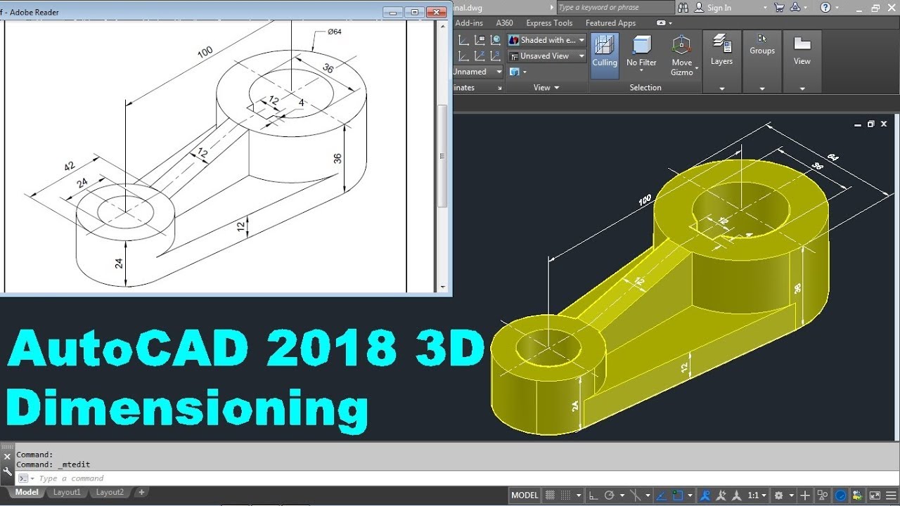 AutoCAD 2022 3D Dimensioning Tutorial YouTube