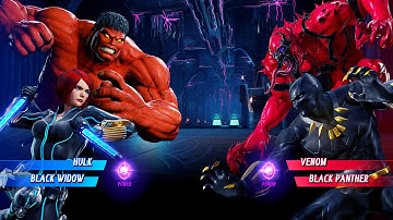 Red Hulk & Black Widow vs Carnage & Black Panther (Very Hard) - Marvel vs Capcom | 4K UHD Gameplay
