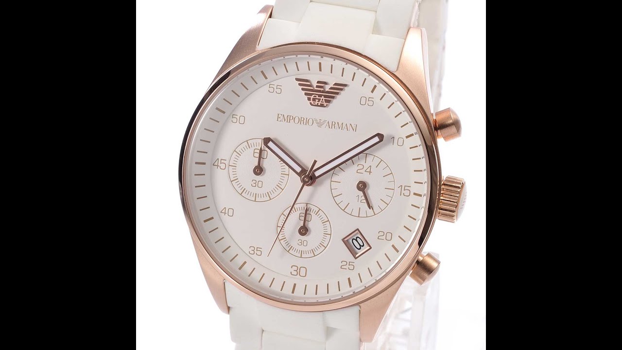 EMPORIO ARMANI AR5920 LADIES WATCH SPORTIVO WHITE ROSE GOLD REVIEW アルマーニ  ホワイト レビュー レディース 腕時計