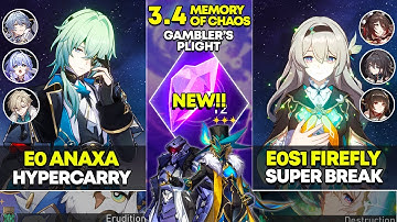E0 Anaxa Hypercarry & E0S1 Firefly Super Break | Memory of Chaos 12 | Honkai Star Rail 3.4