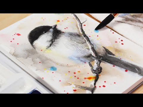 Watercolor Bird Painting Tutorial  Step by Step How To Paint a Chickadee With Watercolours