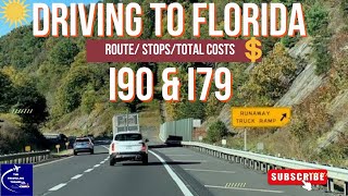 Driving to Florida on I90 & I79 - Traffic and Costs/ From Ontario Canada