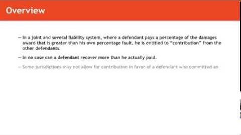 Torts lecture: Contribution in a Joint and Several Liability System | quimbee.com