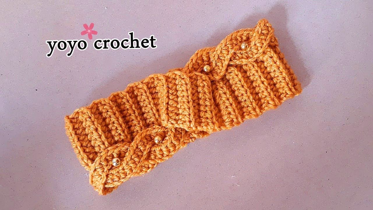 كروشية بندانة ربطة شعر رائعة !!! بخطوات بسيطة للمبتدئين - crochet a Head band #يويو_كروشية