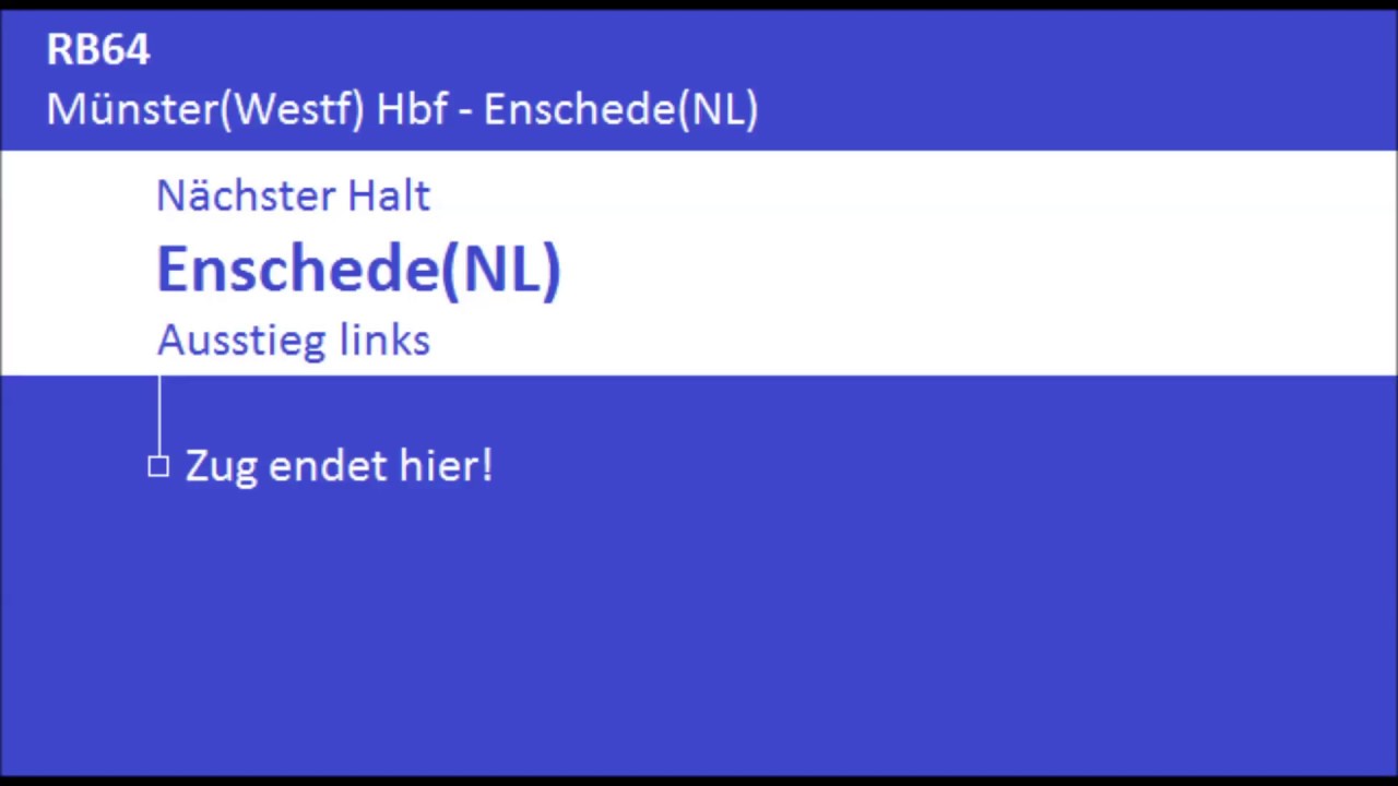 [DB Regio NRW] Ansagen RB64 Enschede - Münster(Westf)Hbf