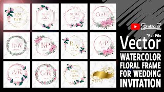 Watercolor Floral Frame for Wedding Invitation (Vector) _ Free Download