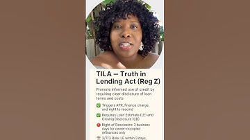 “TILA – Truth in Lending Act Reg Z”#TILA  #TruthInLending #NMLSprep  #LoanEstimate#ClosingDisclosure