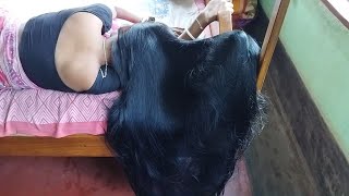 Thick And Silky Long Hair Bun Open And Long Hair Play | Beautiful Hair Play For 4Ft Black Long Hair