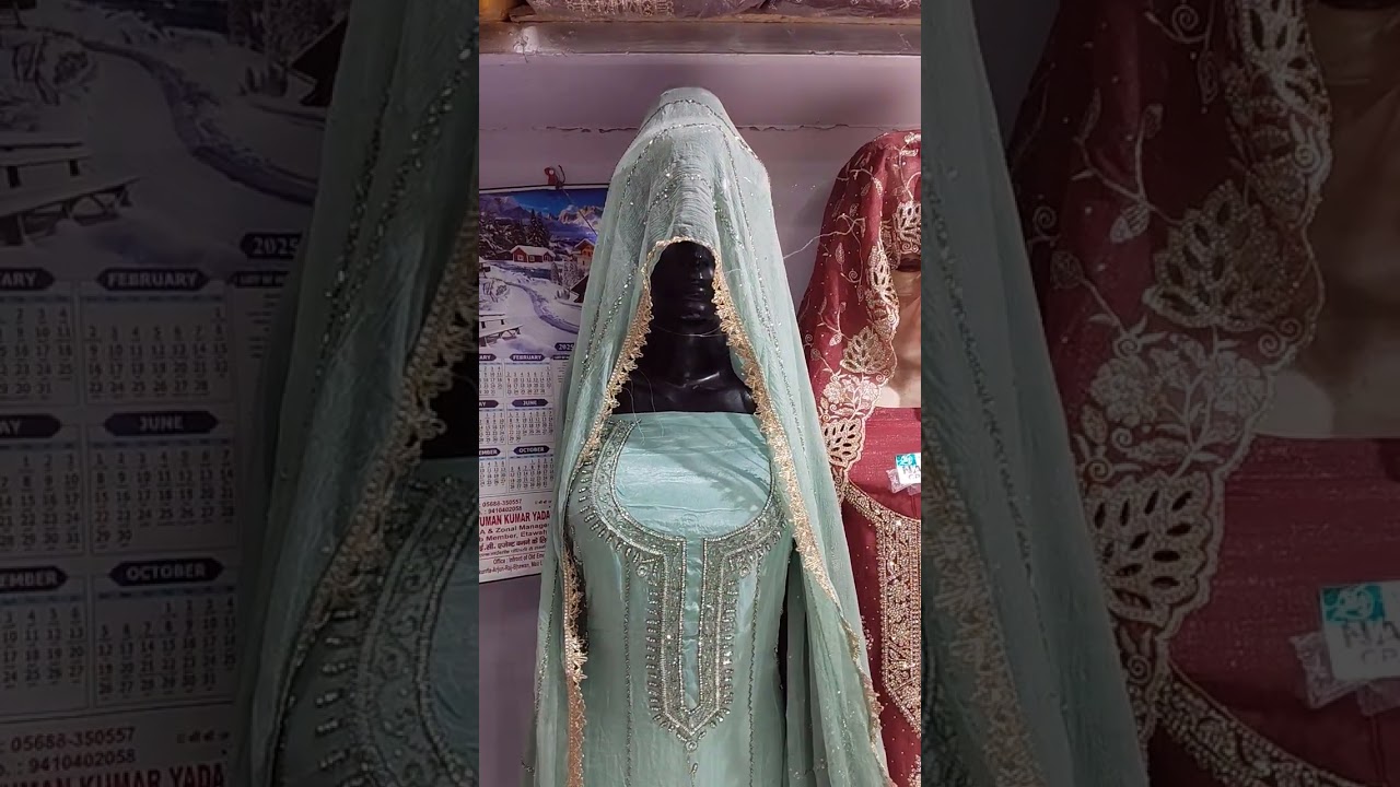 pure kapda hand work ka kam chiffon dupatta jerkin mein 599