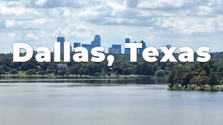 Dallas Skyline and White Rock Lake Scenic View on a Partly Cloudy Day - CLIP AVAILABLE NOW