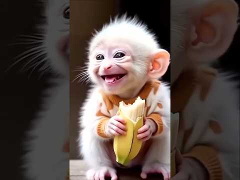 قرد مضحك قرد يأكل موز قرد صغير قرد لطيف قرد كيوت Monkey