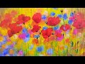 Easy Bright Floral Poppies Acrylic Painting Tutorial LIVE Step by Step