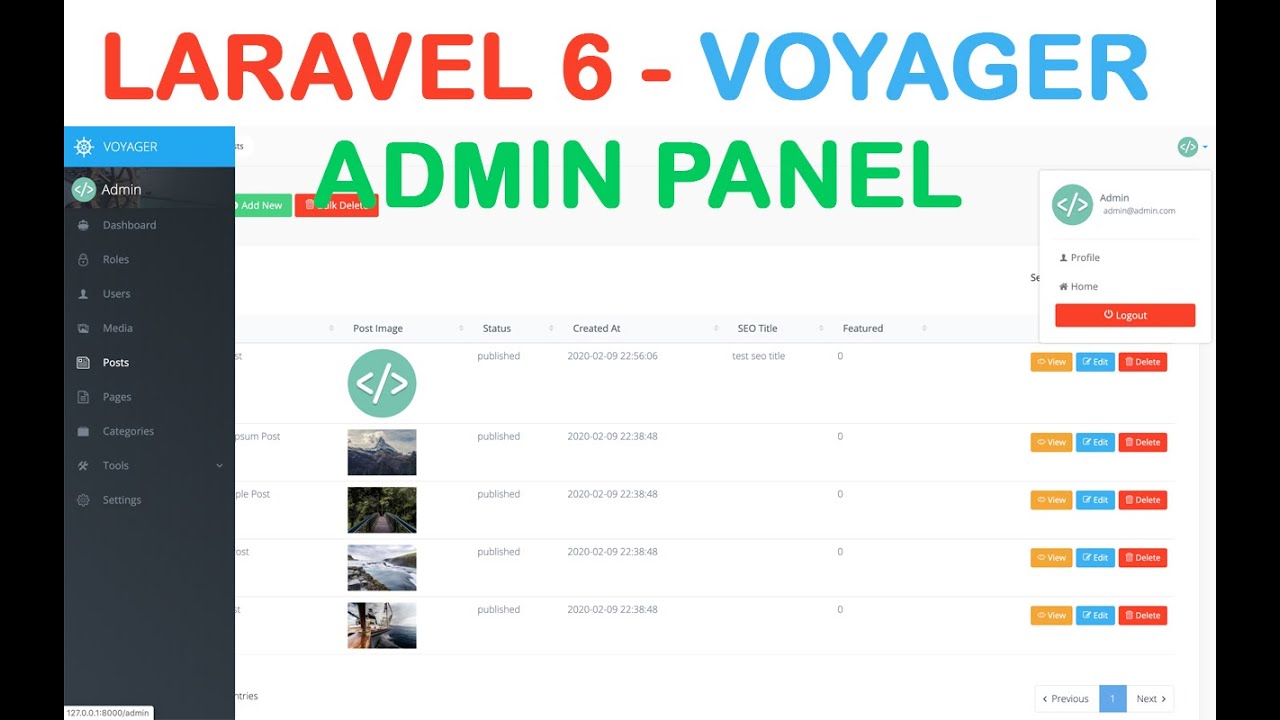 voyager create admin